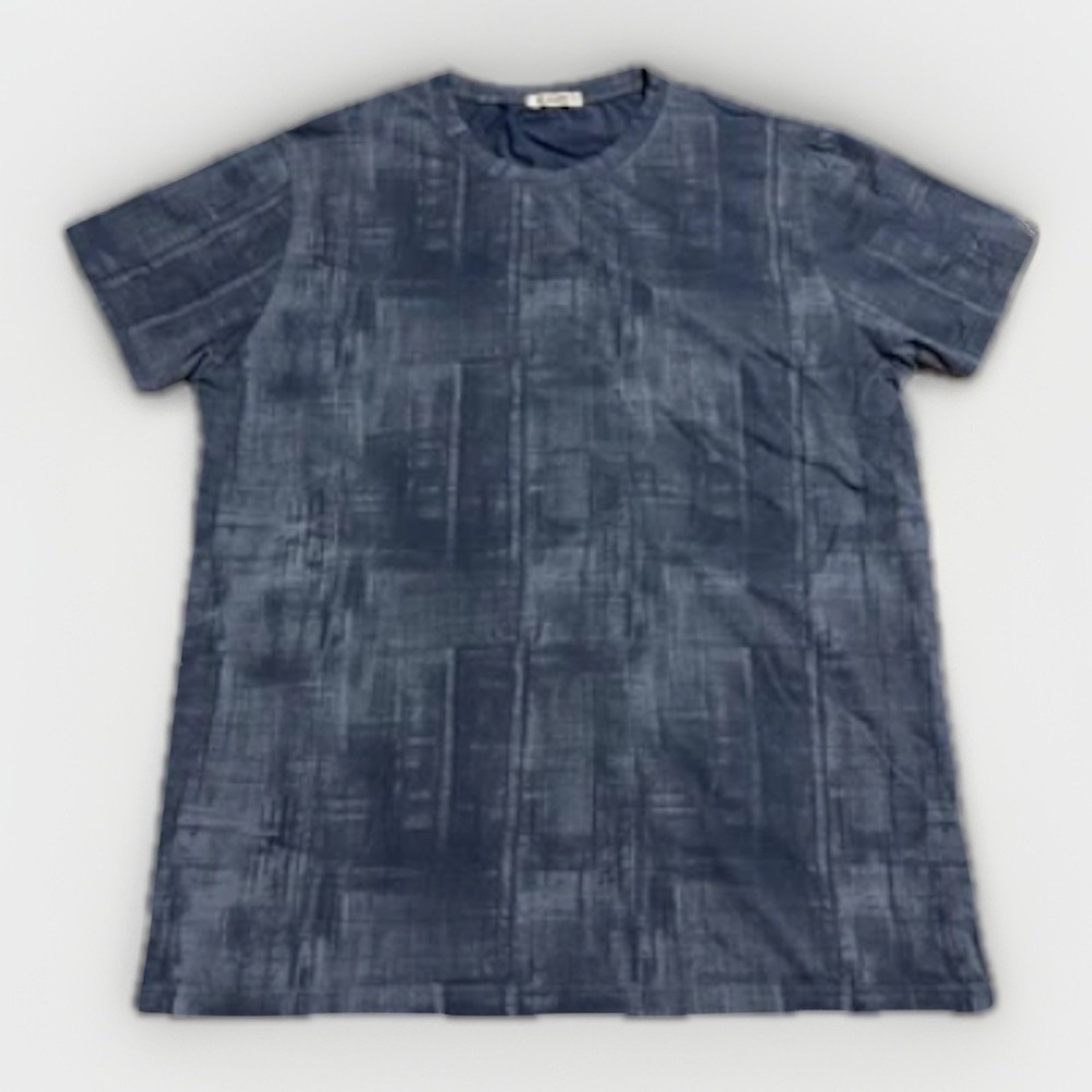 Kliegou Mens Abstract Print Crew‎ Neck Tee Blue Gray Stretch
